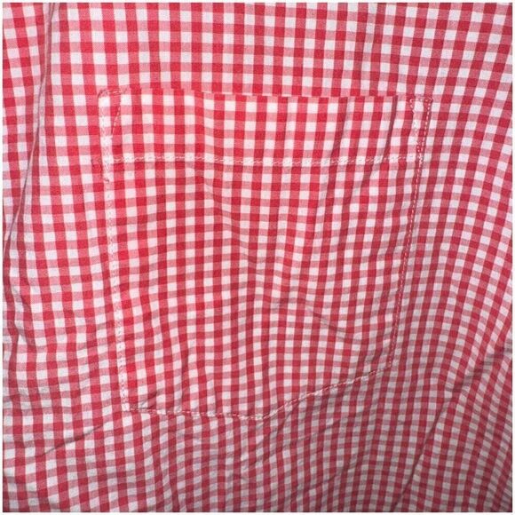 J Crew Orange Gingham S/S Button Down Shirt Size M - Picture 3 of 6